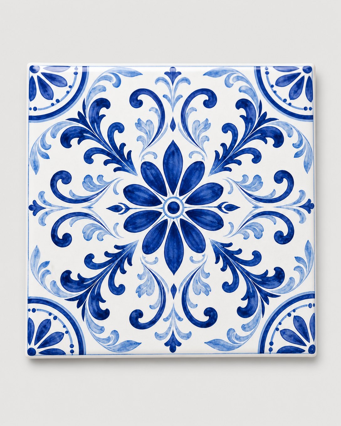 Cobalt Rosette Tile Trivet, image 2
