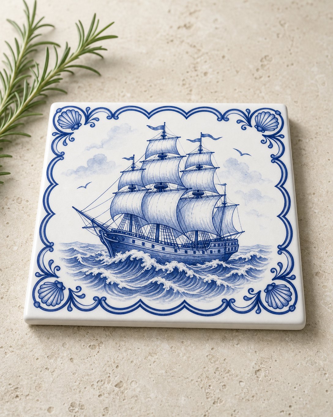 Harbour Galleon Tile Trivet, image 1