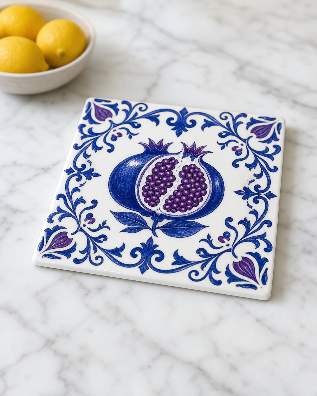 Pomegranate Scroll Tile Trivet, image 1