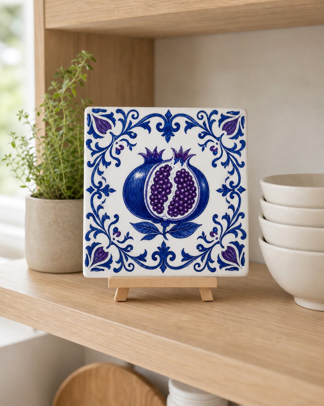 Pomegranate Scroll Tile Trivet, image 3