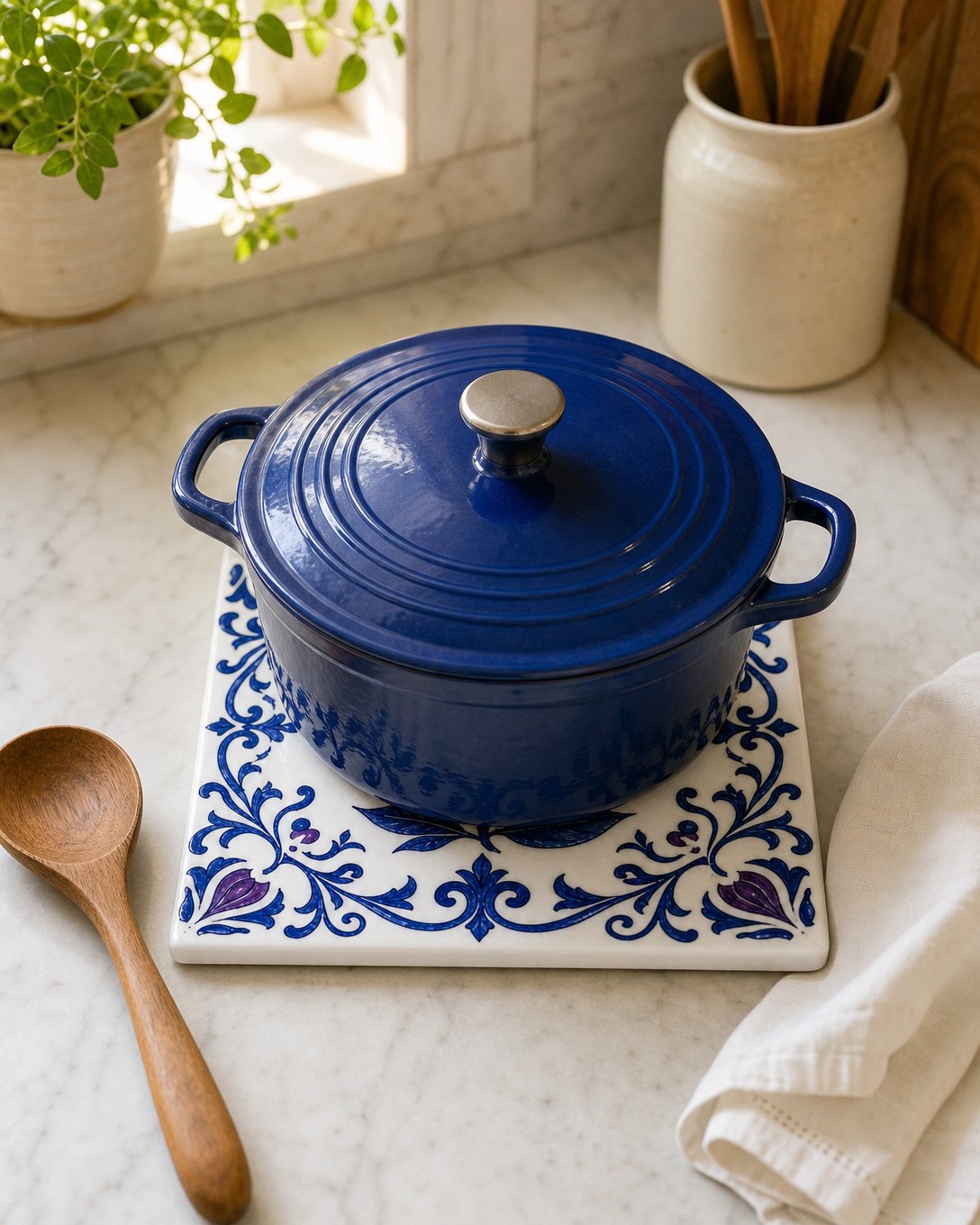 Pomegranate Scroll Tile Trivet, image 5