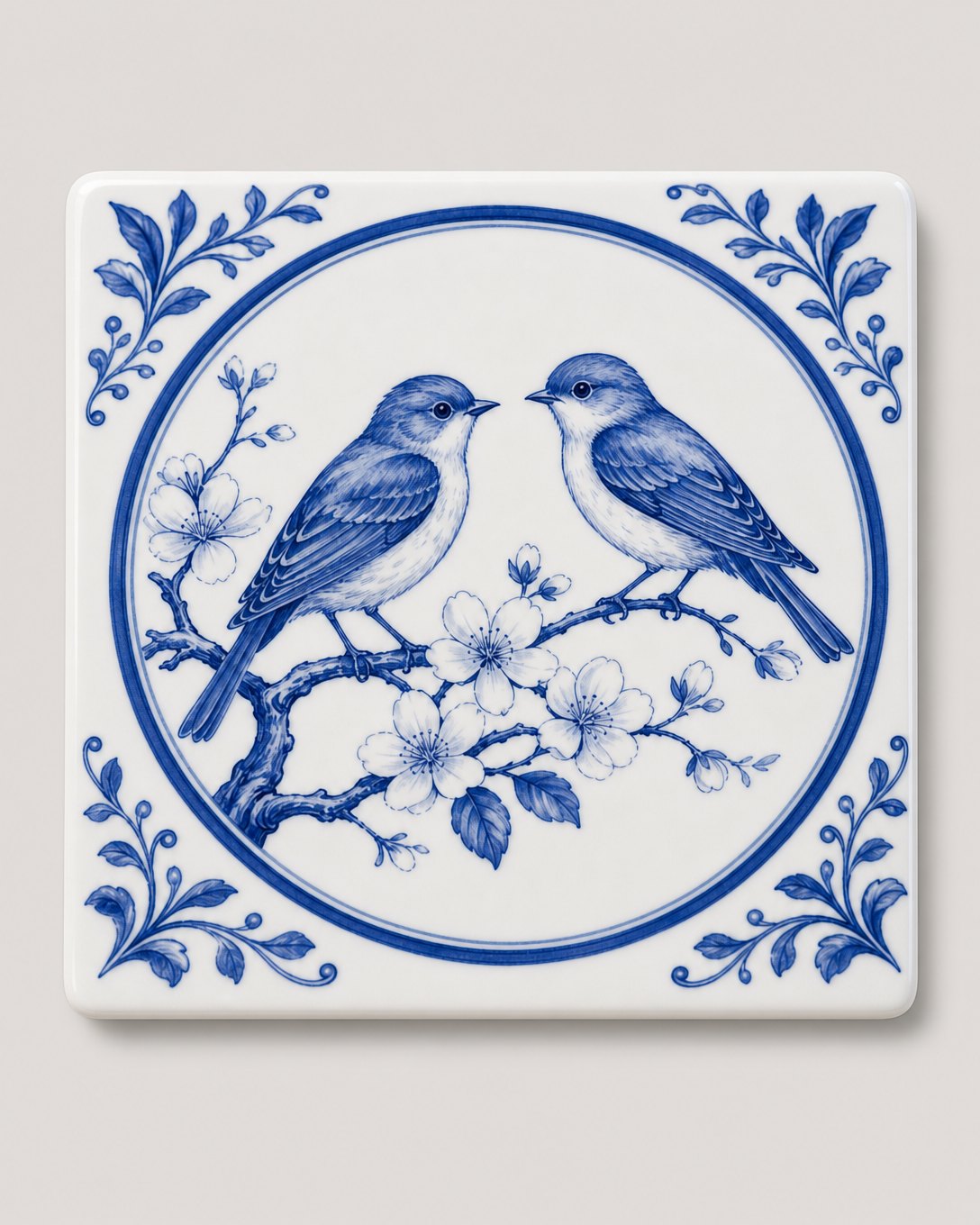 Lovebird Cartouche Tile Trivet, image 2