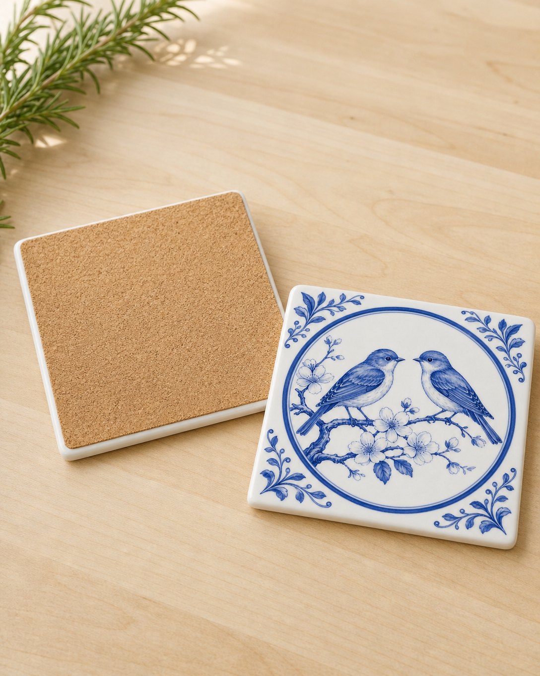 Lovebird Cartouche Tile Trivet, image 4
