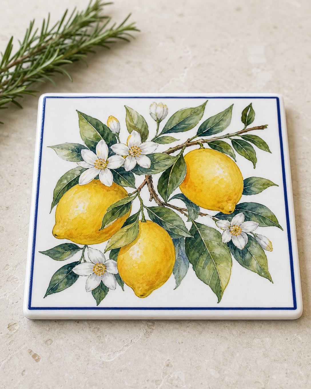 Lemon Blossom Tile Trivet, image 1