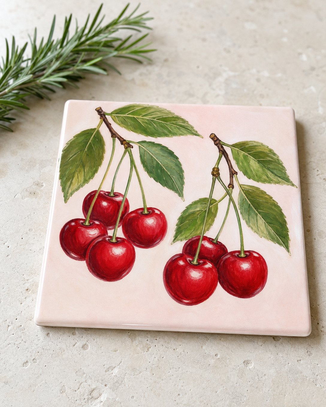 Cherry Pair Tile Trivet, image 1