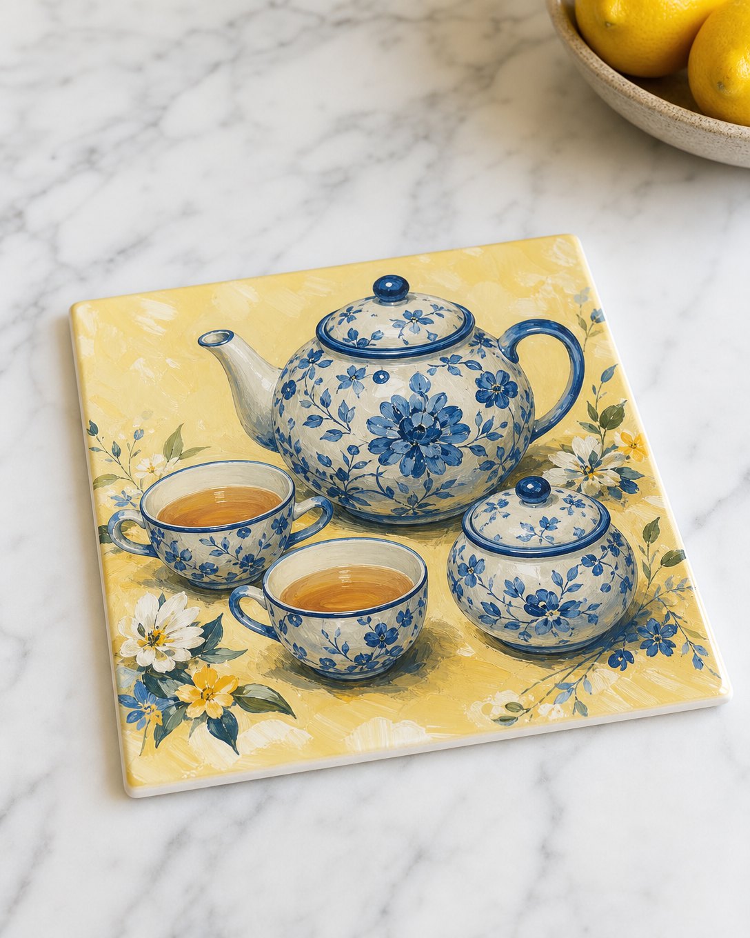 Blue Teatime Tile Trivet, image 1