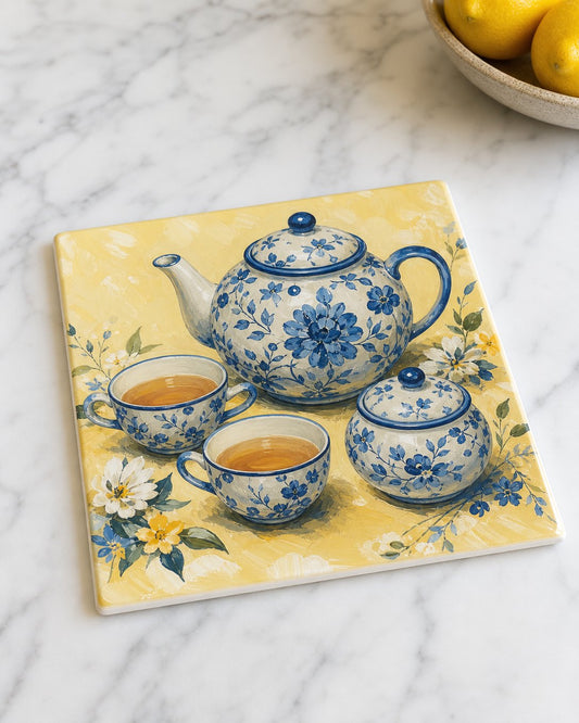 Blue Teatime Tile Trivet, image 1