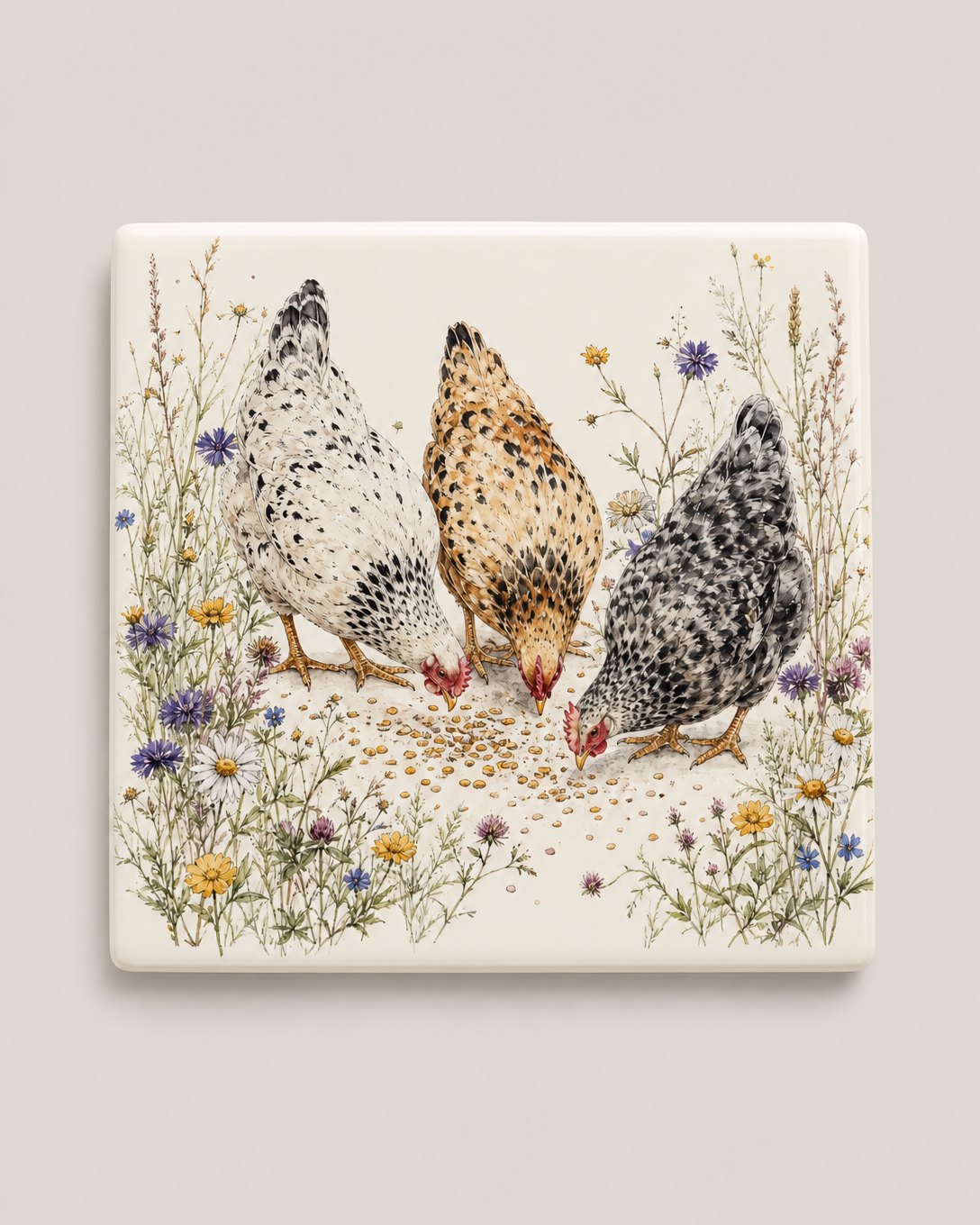 Three Hens Tile Trivet, image 2