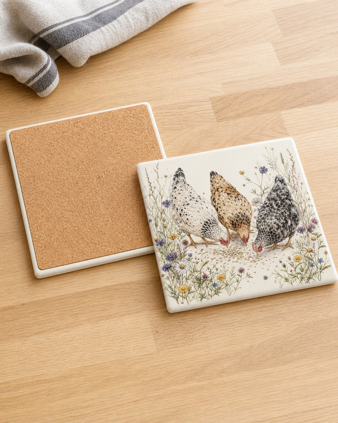 Three Hens Tile Trivet, image 4