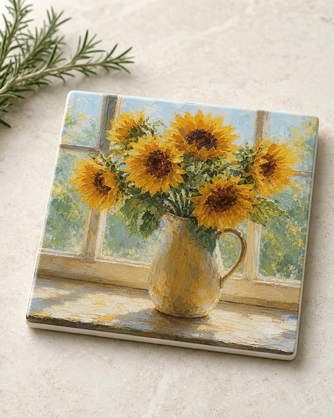 Sunflower Sill Tile Trivet, image 1