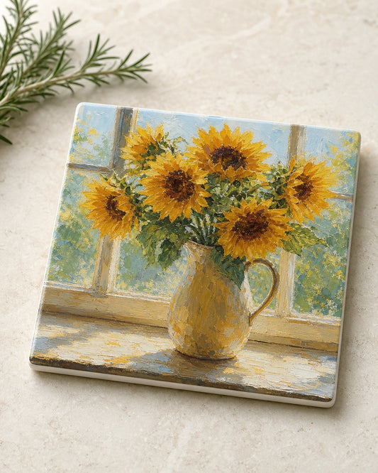 Sunflower Sill Tile Trivet, image 1