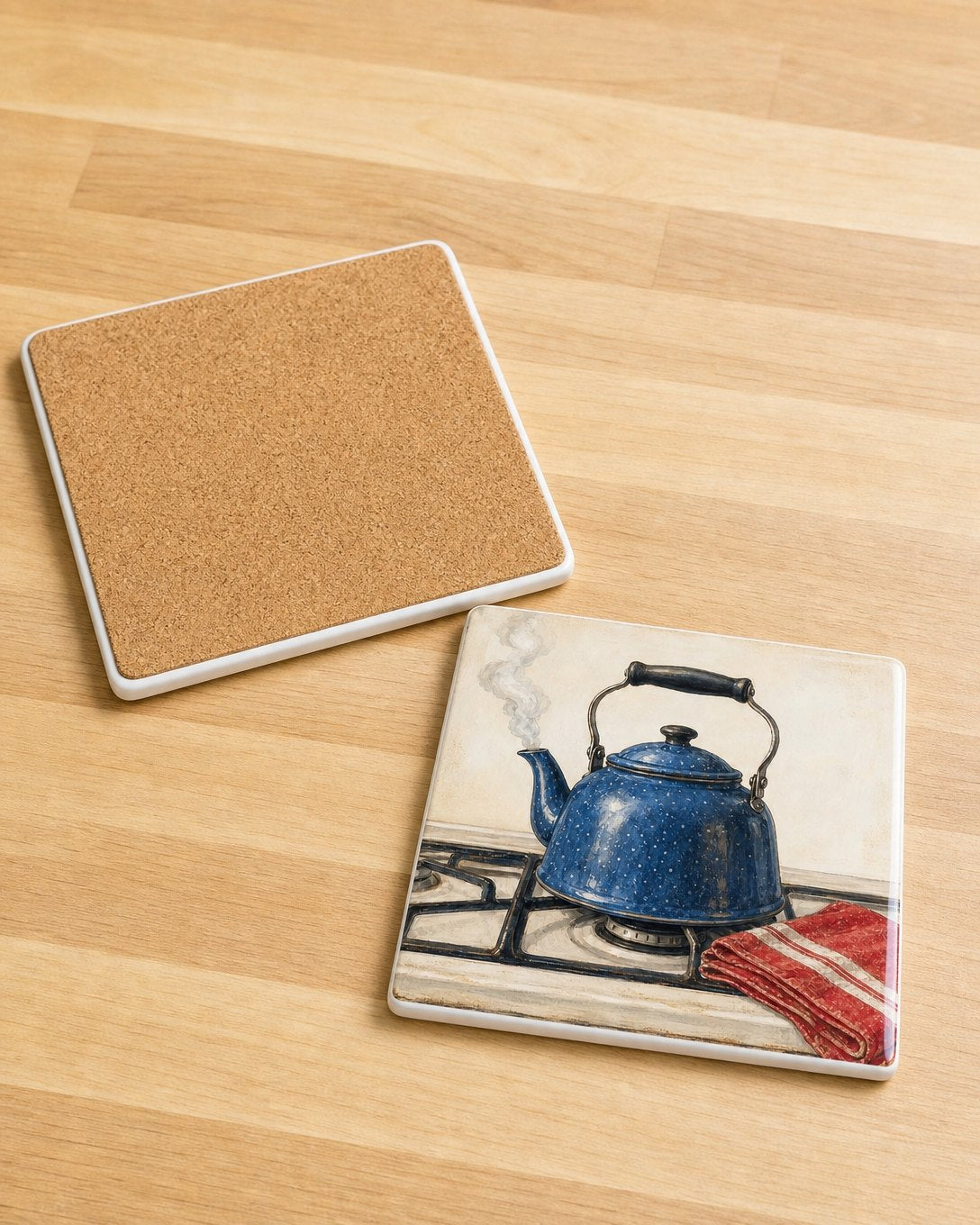Blue Enamel Kettle Tile Trivet, image 4